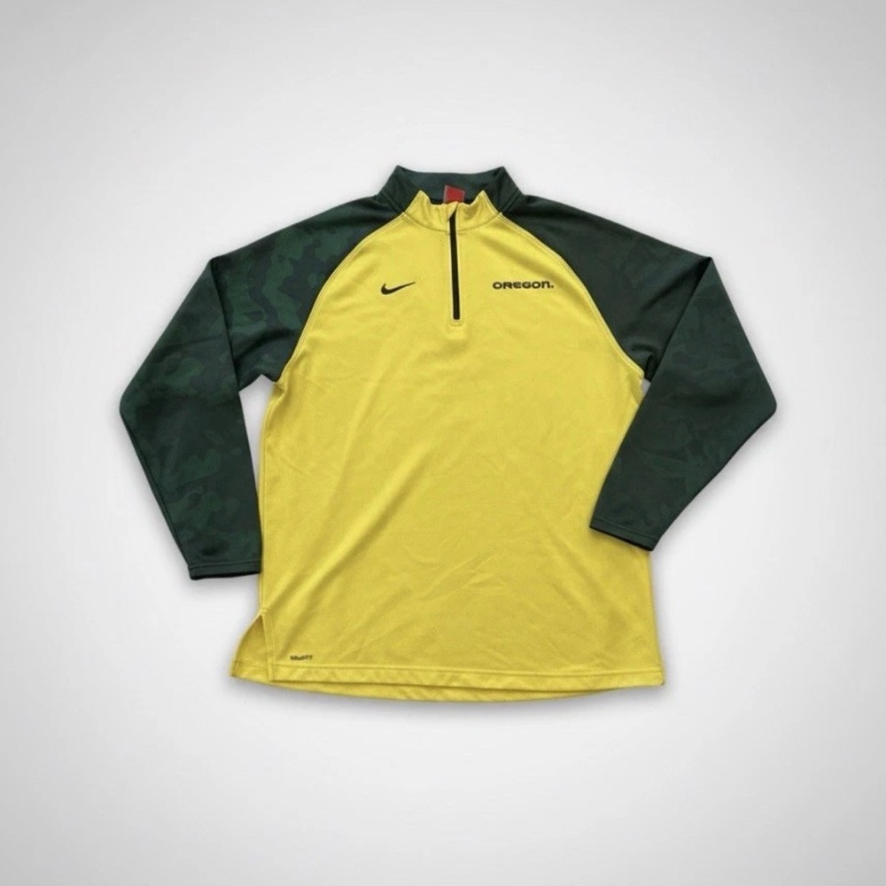 Vintage Nike University of Oregon Ducks 1/4 Zip Pullover Mens Medium Yellow